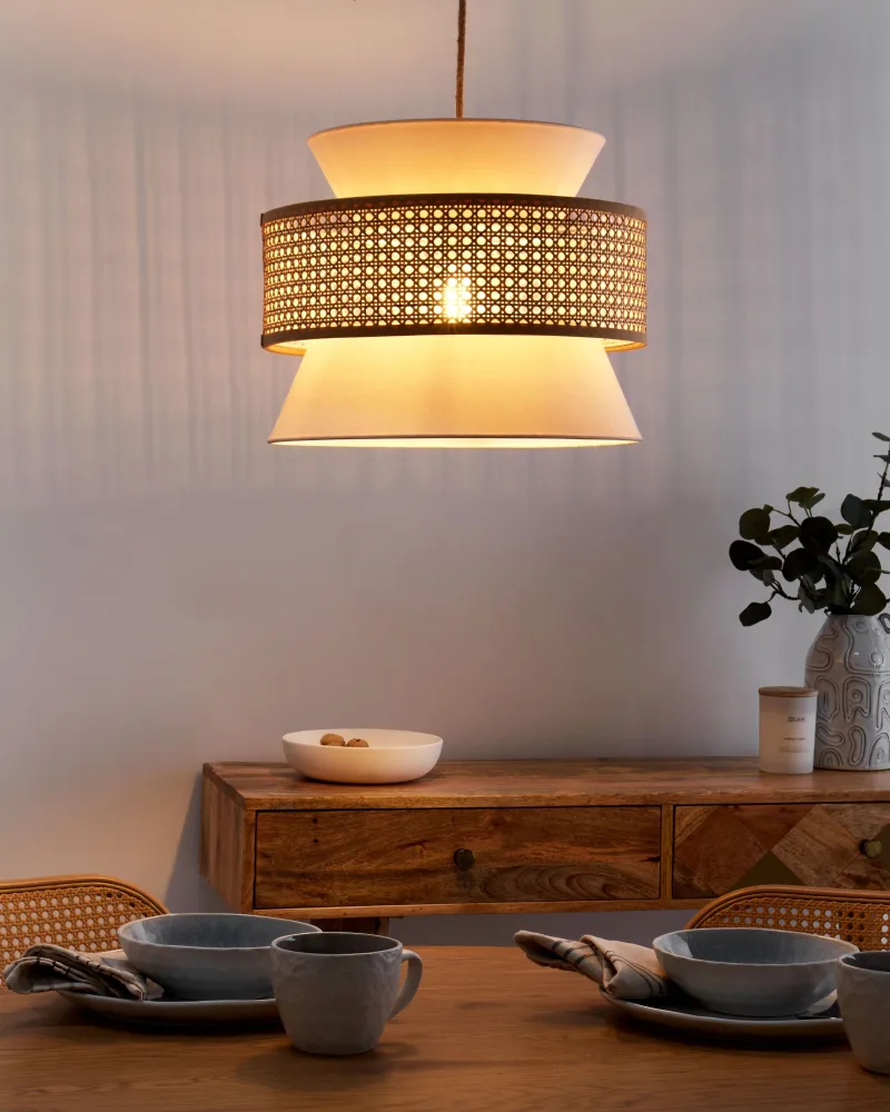 Candeeiro de teto em rattan creme e integral 167 cm LUYANO
