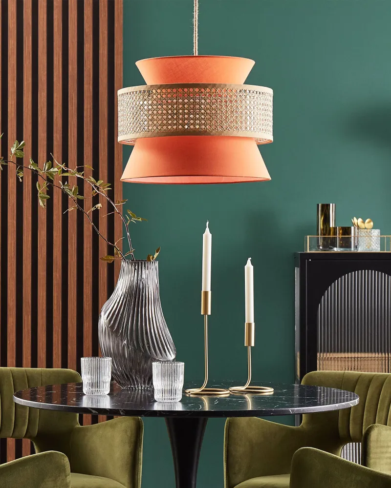 Candeeiro de teto em rattan vermelho e espontâneo 167 cm LUYANO
