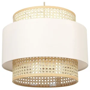 Candeeiro de teto suspenso em rattan creme e integral 172 cm YUMURI com Controle Remoto