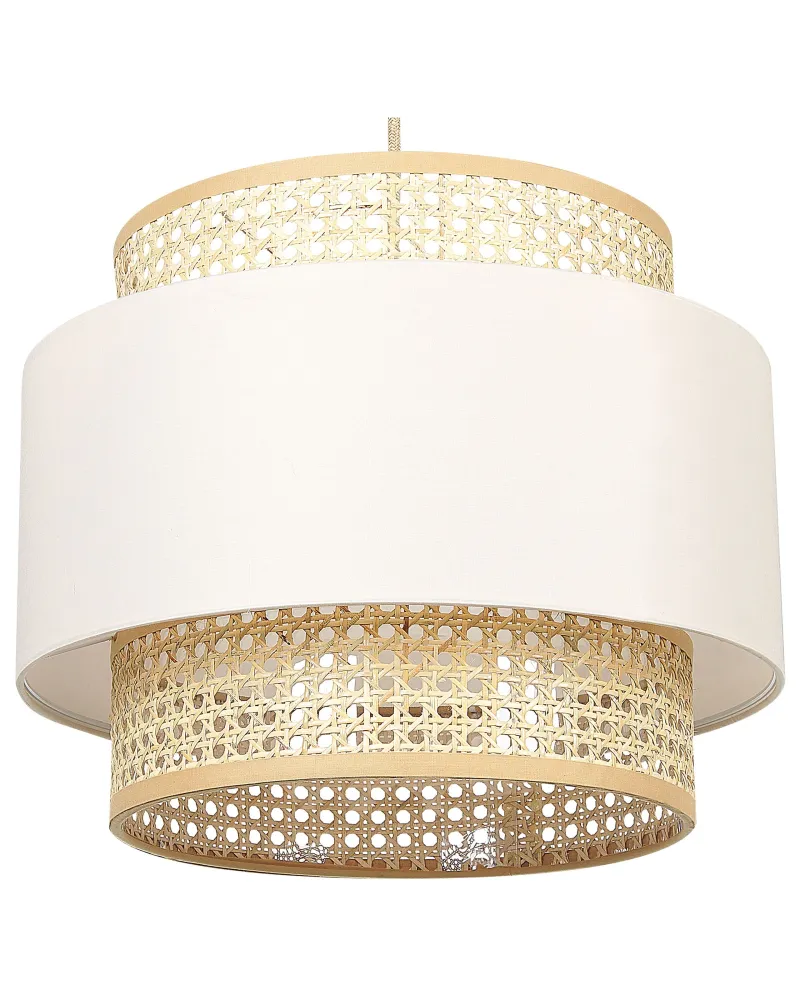 Candeeiro de teto suspenso em rattan creme e integral 172 cm YUMURI com Controle Remoto