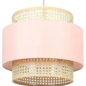 Candeeiro de teto suspenso em rattan rosa e orgânico 172 cm YUMURI | IP44 | para Banheiro