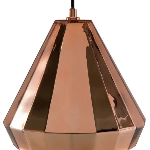 Candeeiro de teto em vidro e metálico em cor cobre JAPURA