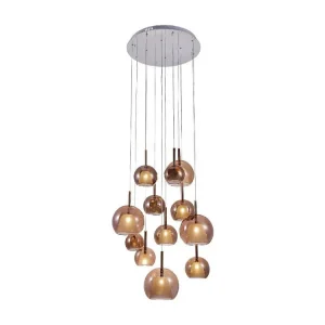 Lâmpada de Suspensão Bellezia, Crómio, Cobre, 60x60x150 cm, EPIKASA com Tripla Iluminação