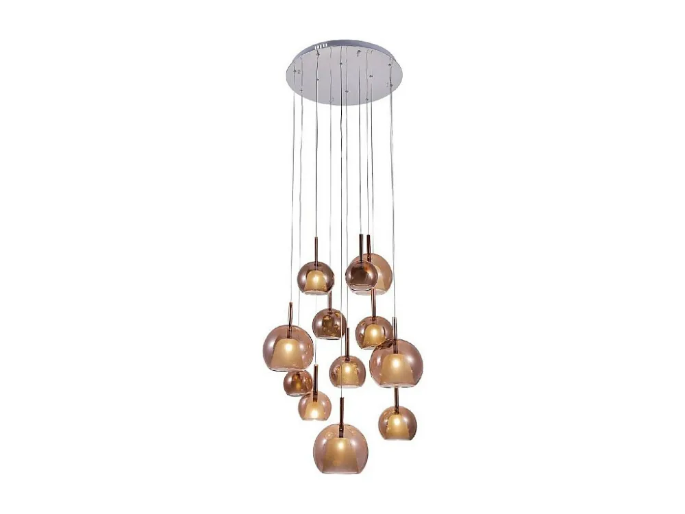 Lâmpada de Suspensão Bellezia, Crómio, Cobre, 60x60x150 cm, EPIKASA com Tripla Iluminação