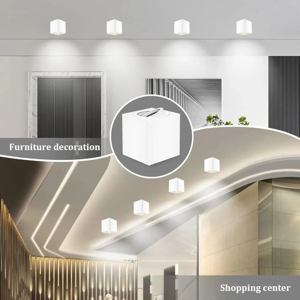 Luminária de Teto com Dimer Aplique de Teto Quadrado Branco P/ Lâmpada GU10 LED7