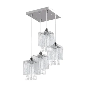 Luminária de Teto Embutida Lâmpada de Suspensão Gracja, Crómio, 33x33x130 cm, EPIKASA