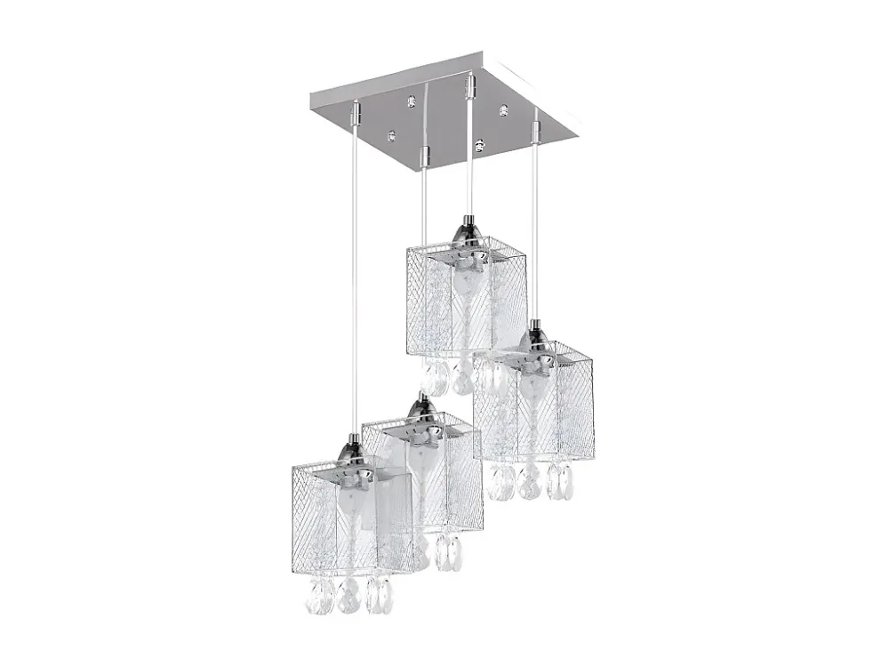 Luminária de Teto Embutida Lâmpada de Suspensão Gracja, Crómio, 33x33x130 cm, EPIKASA