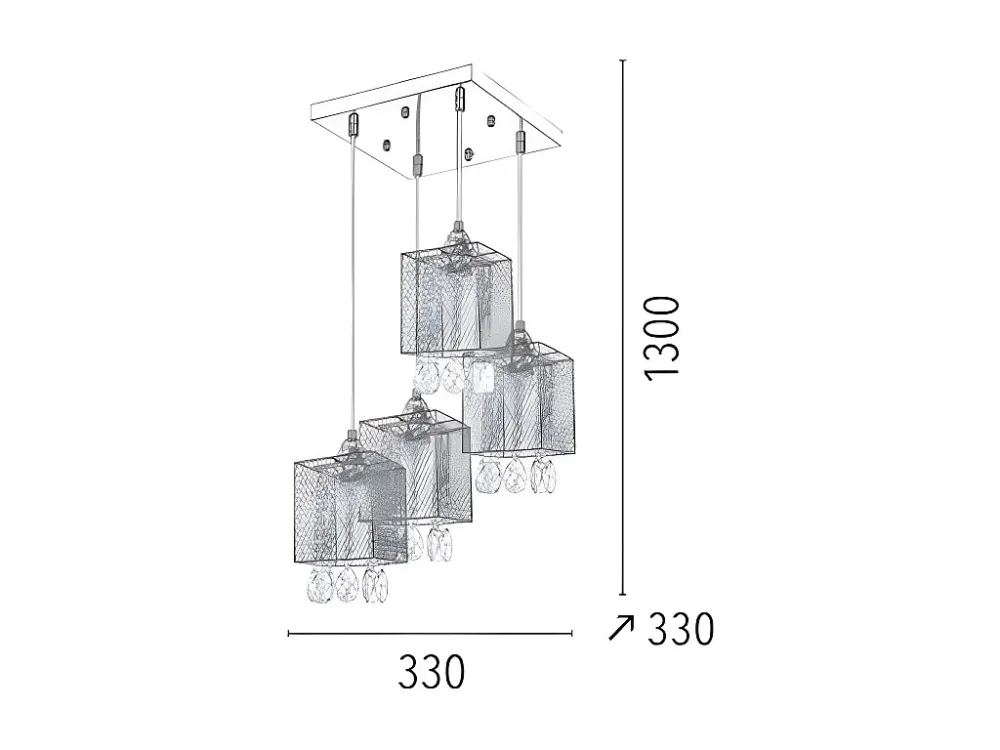 Luminária de Teto Embutida Lâmpada de Suspensão Gracja, Crómio, 33x33x130 cm, EPIKASA