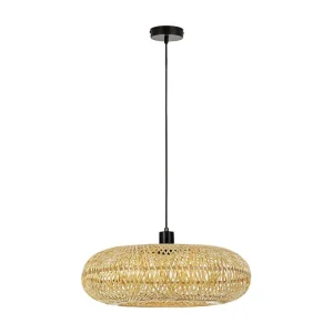 Luminária de teto Saori de Bambu, diâmetro 50 cm. com Estrutura em Alumínio