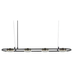 Lustre Premium Candeeiro de teto em metal preto e cor de bronzeado 85 cm MALI