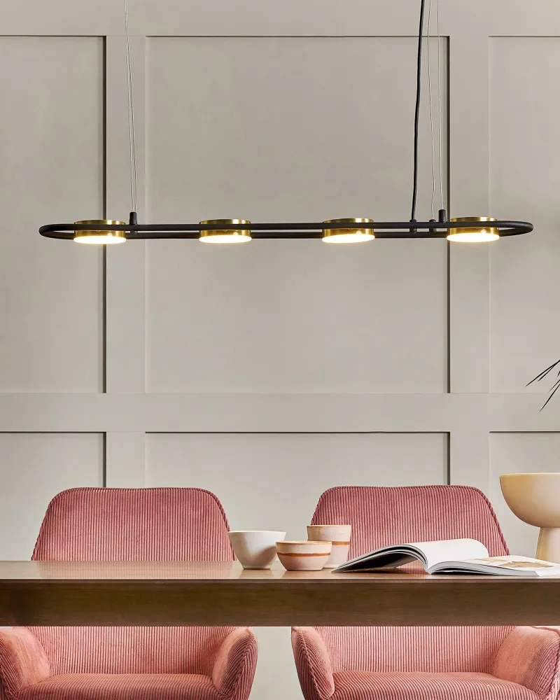 Lustre Premium Candeeiro de teto em metal preto e cor de bronzeado 85 cm MALI