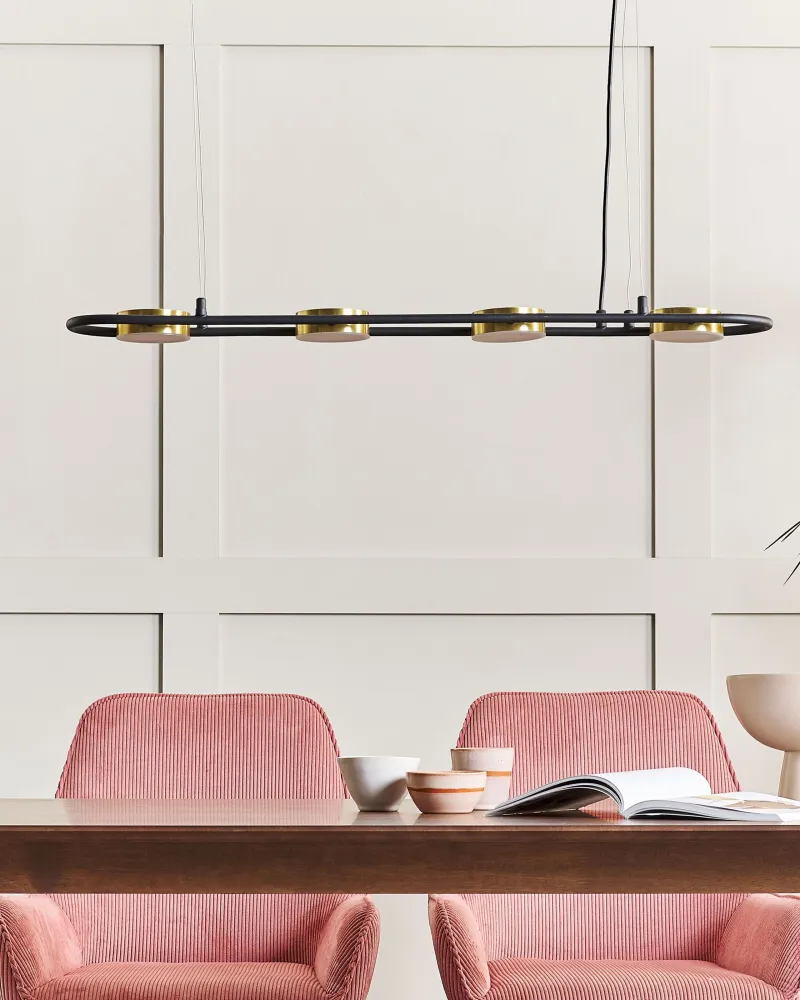 Lustre Premium Candeeiro de teto em metal preto e cor de bronzeado 85 cm MALI