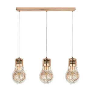 Lustre Premium Lâmpada de Suspensão Bulb, Cobre, 60x20x120 cm, EPIKASA