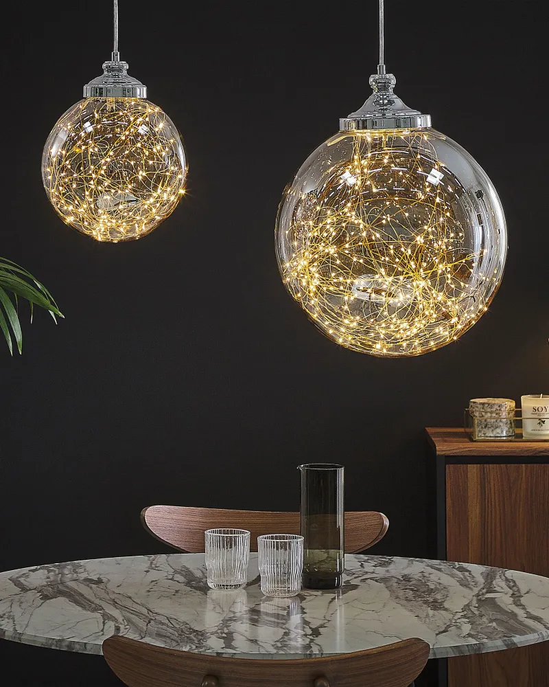 Lustre de Teto Moderno Candeeiro de teto em vidro prateado BENI L