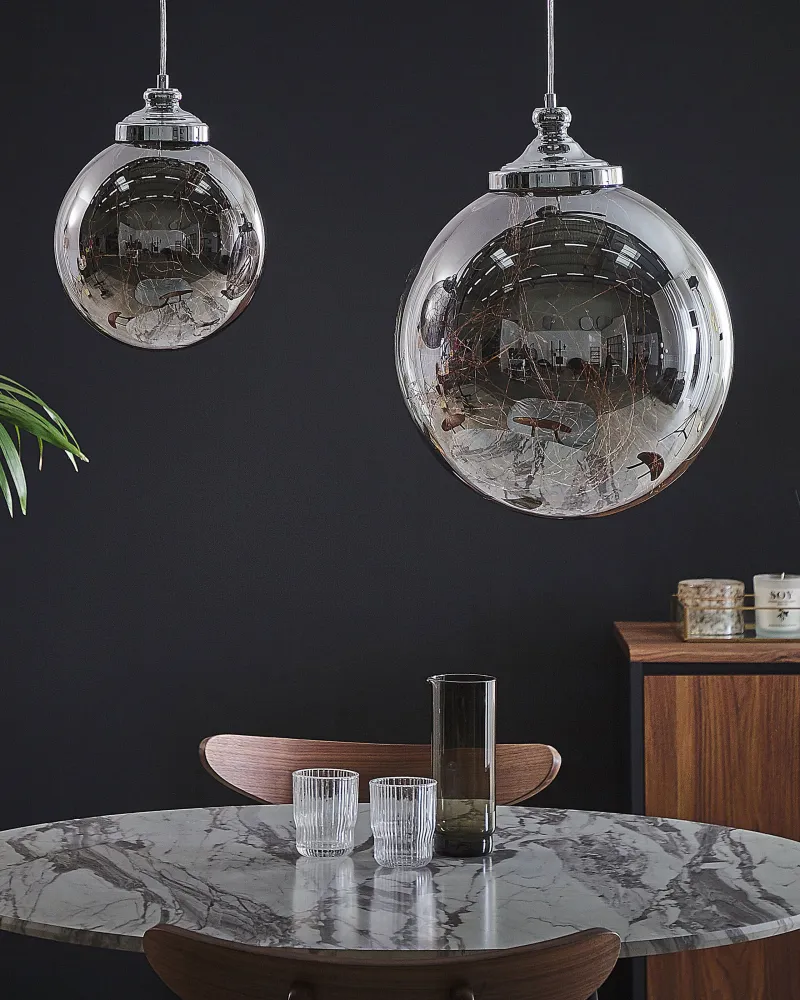 Lustre de Teto Moderno Candeeiro de teto em vidro prateado BENI L