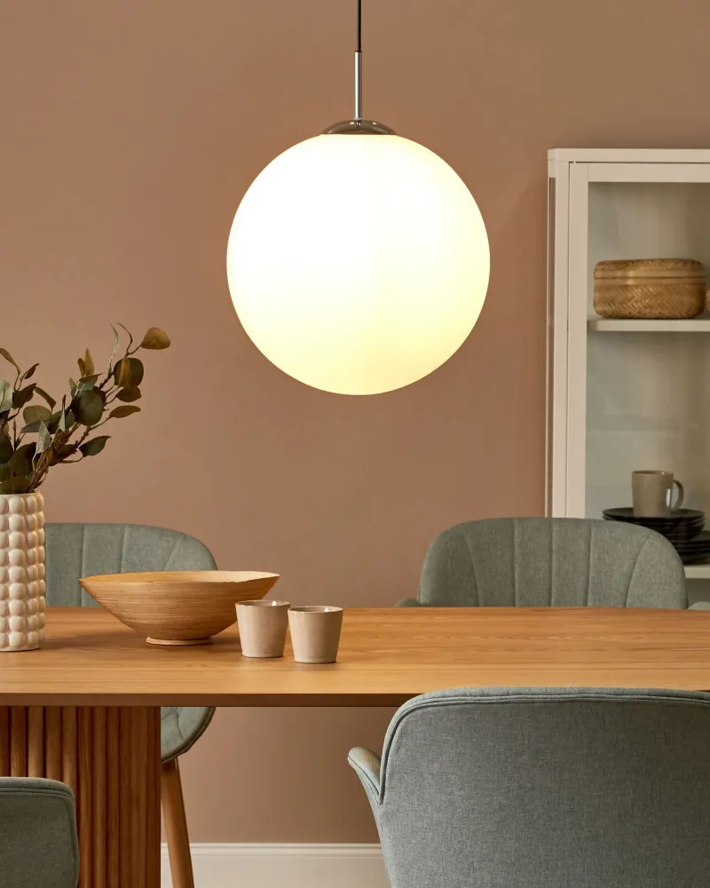 Lustre de Teto Moderno Candeeiro de teto em vidro branco BARROW S