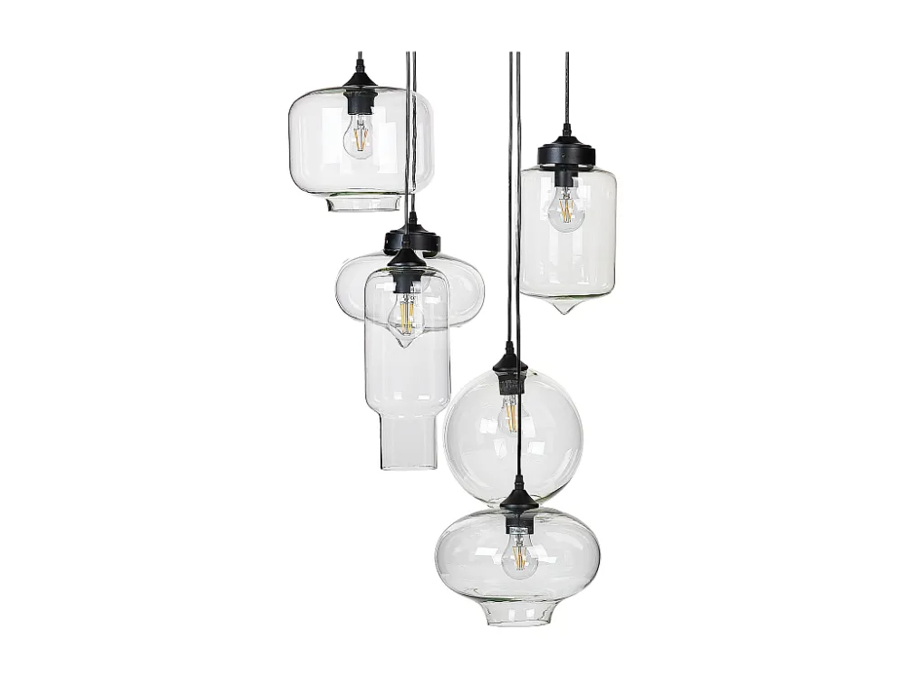 Plafon de LED Candeeiro de teto para 6 lâmpadas em vidro transparente BEMBOKA