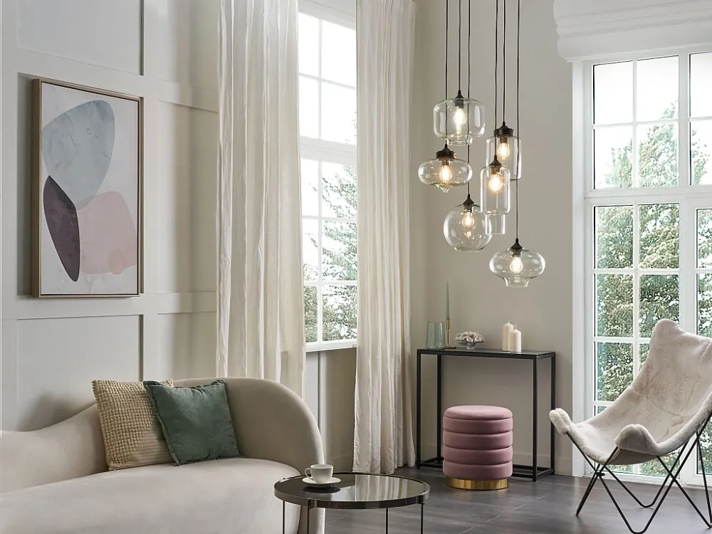 Plafon de LED Candeeiro de teto para 6 lâmpadas em vidro transparente BEMBOKA