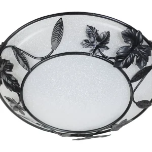 Plafonier TOSEL LAURISILVA vidro redondo cetim D30 x H7 cm | Garantia de 2 Anos