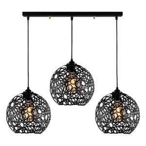 Candeeiro de teto filiforme em metálico altura regulável CELINDRA. C100 x A35/115 cm. Preto