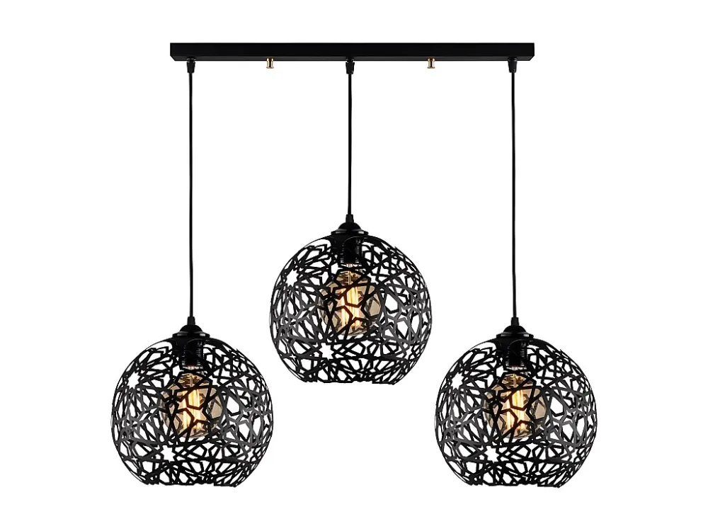 Candeeiro de teto filiforme em metálico altura regulável CELINDRA. C100 x A35/115 cm. Preto