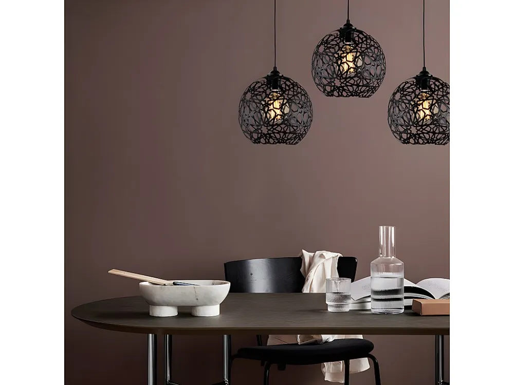 Candeeiro de teto filiforme em metálico altura regulável CELINDRA. C100 x A35/115 cm. Preto
