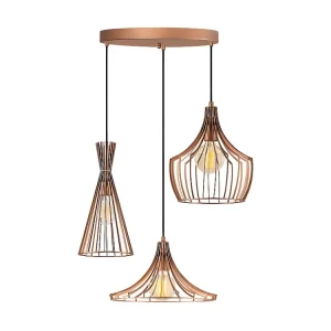 Candeeiro de teto em metálico - Candeeiro C. 55 x . 113 cm - Acobreado - MEZOPOTAMYA