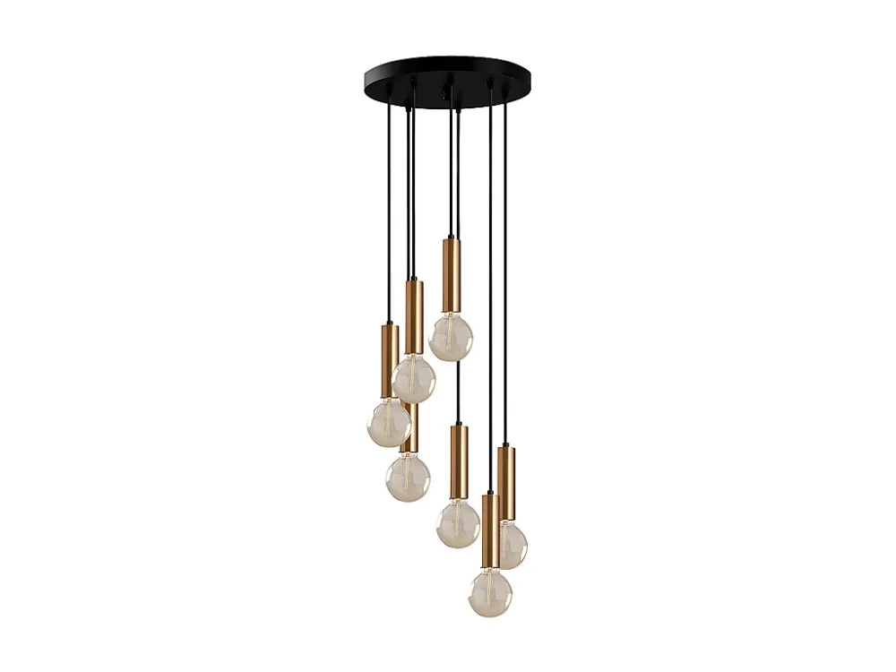 Candeeiro de teto vintage de altura ajustável - Metálico - D. 40 x . 40-136 cm - Dourado - JOSETTE