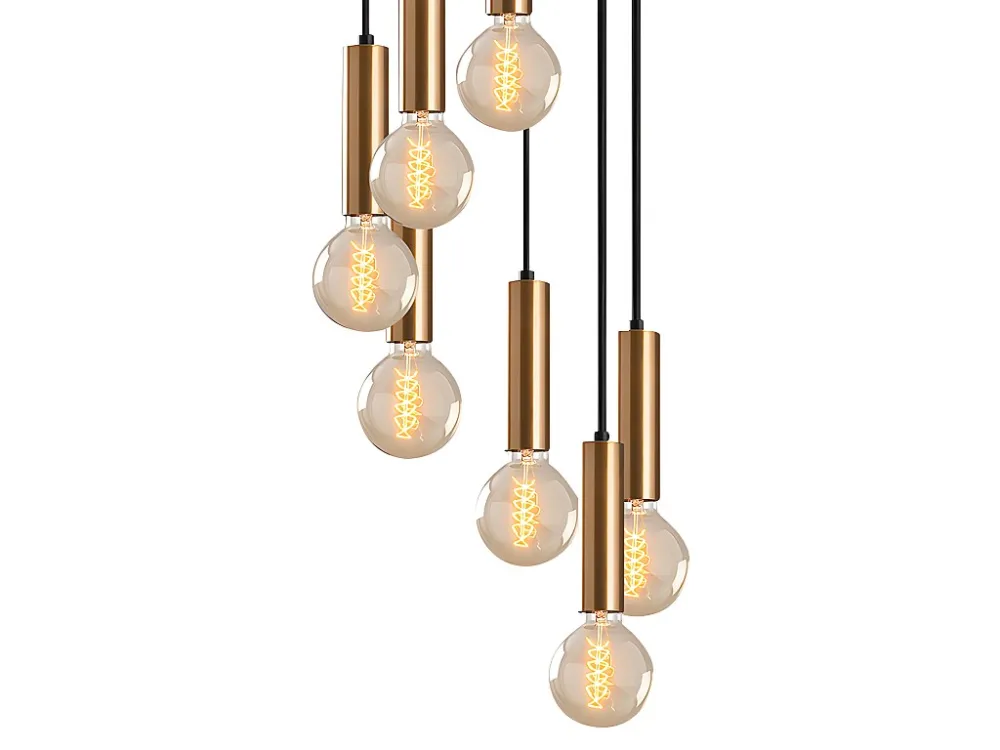 Candeeiro de teto vintage de altura ajustável - Metálico - D. 40 x . 40-136 cm - Dourado - JOSETTE