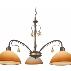 Luminária de Teto com Dimer Lustre TOSEL BOURGOGNE vidro braço bege D52 x H67 cm