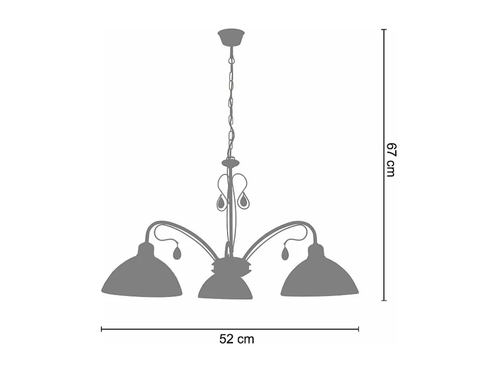 Luminária de Teto com Dimer Lustre TOSEL BOURGOGNE vidro braço bege D52 x H67 cm