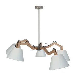 Luminária de Teto com Dimer Lustre TOSEL FREKI tecido braço cônico D90 x H70 cm