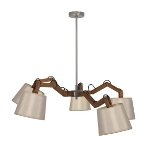 Luminária de Teto com Dimer Lustre TOSEL FREKI tecido braço cônico D90 x H70 cm