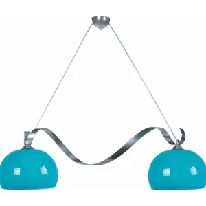 Luminária de Teto com Dimer Lustre TOSEL VENISE vidro bar azul D45 x H21 cm