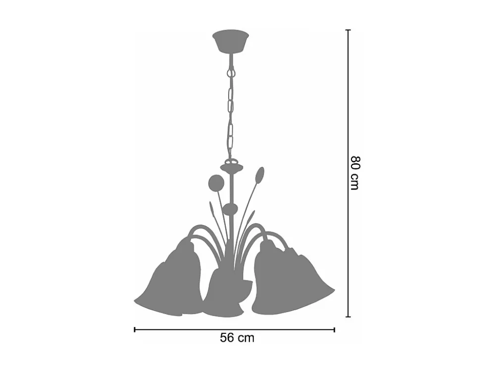 Luminária de Teto com Dimer Lustre TOSEL LUSTRALIA vidro braço cetim D56 x H80 cm
