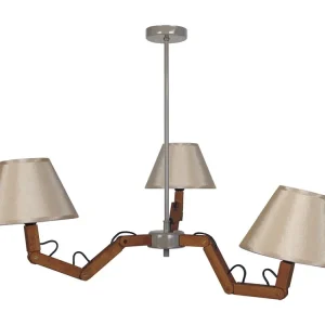 Luminária de Teto Embutida Lustre TOSEL GERI tecido braço creme D80 x H80 cm