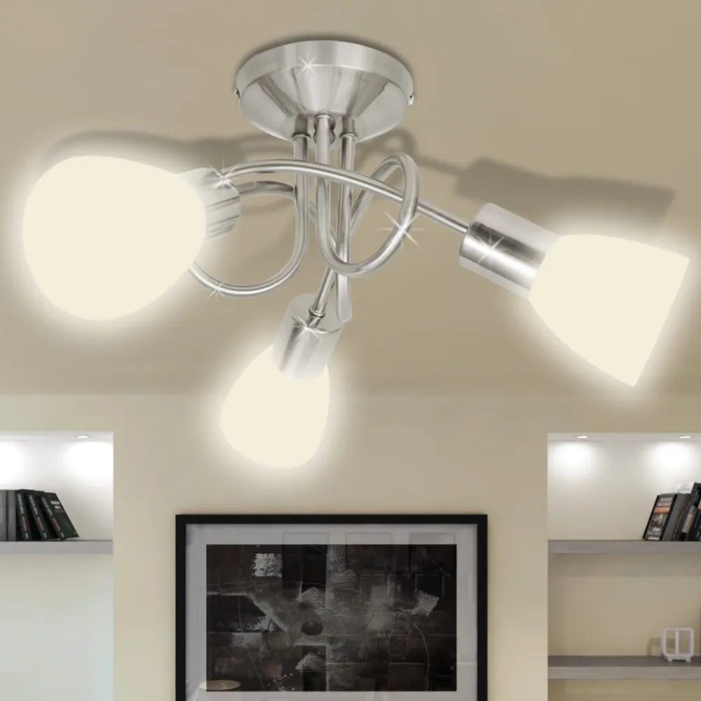 Luminária de Teto em Gesso Candeeiro de teto com tonalidades de vidro para 3 lâmpadas E14