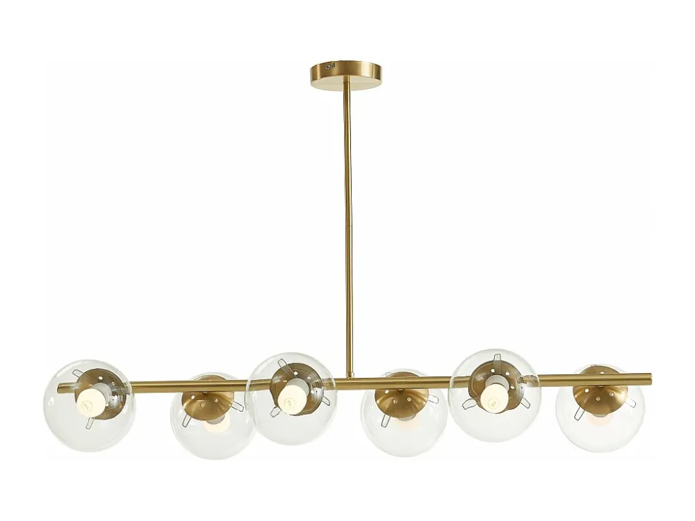 Luminária de Teto em Gesso Candeeiro de teto em latão escovado e 6 globos em vidro - C. 128 cm - YUKON