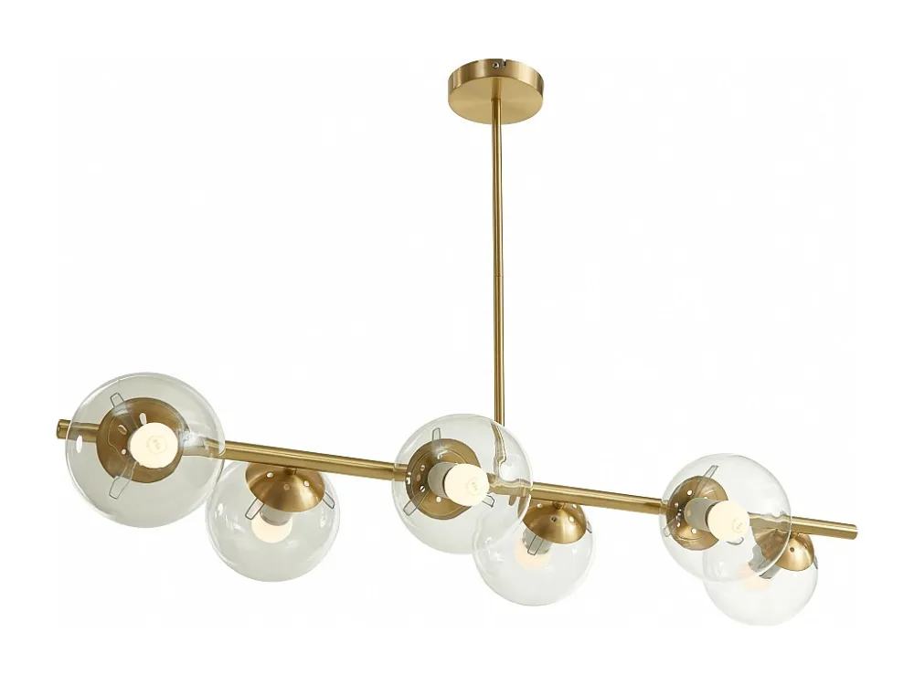Luminária de Teto em Gesso Candeeiro de teto em latão escovado e 6 globos em vidro - C. 128 cm - YUKON
