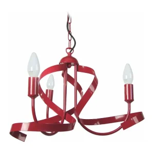 Luminária de Teto em Gesso Lustre TOSEL MONACO lâmpada decorativa braço vermelho D52 x H70 cm
