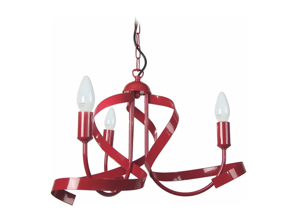 Luminária de Teto em Gesso Lustre TOSEL MONACO lâmpada decorativa braço vermelho D52 x H70 cm
