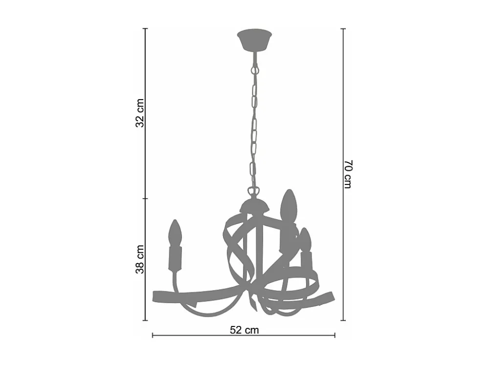 Luminária de Teto em Gesso Lustre TOSEL MONACO lâmpada decorativa braço vermelho D52 x H70 cm