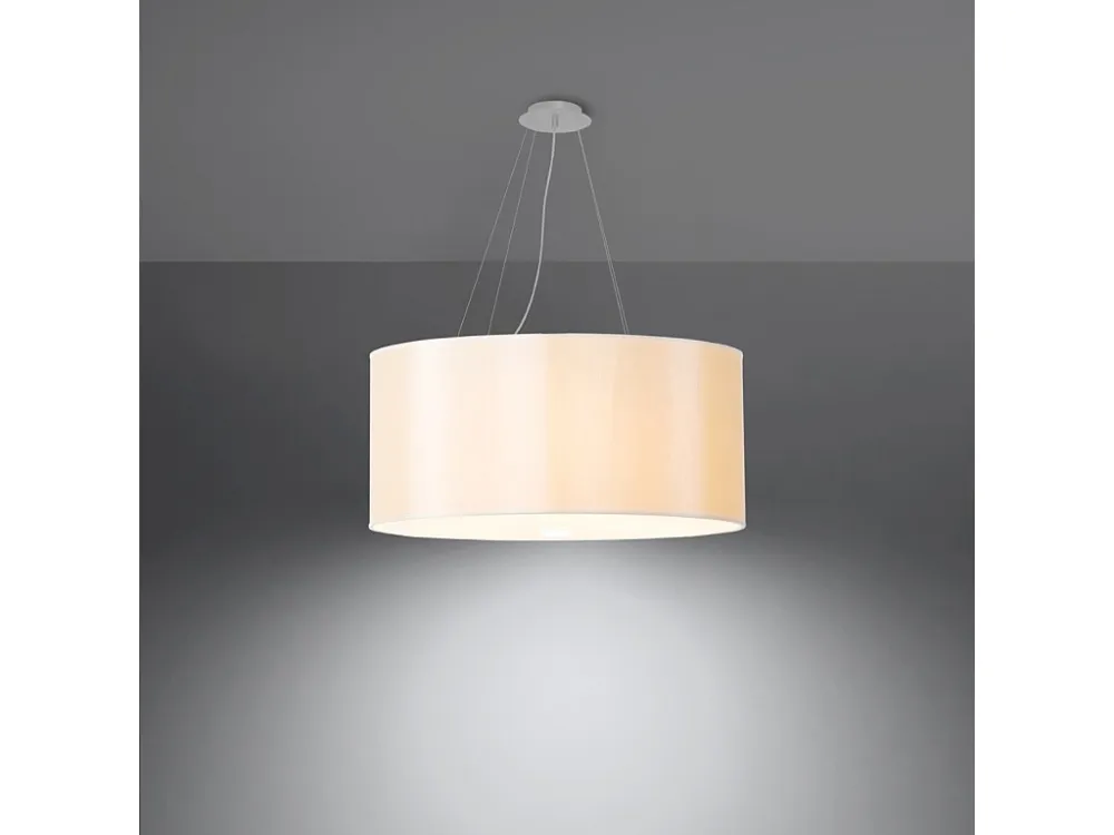 Luminária de Teto em Gesso Lustres minimalista de tecido/vidro/ço - 5 lichtbronnen - L.60 x H.115 cm - branco