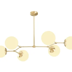 Luminária de Teto para Cozinha Candeeiro de teto em ferro - Candeeiro C100 x A52 cm - Cor dourado e branco - DAMAR