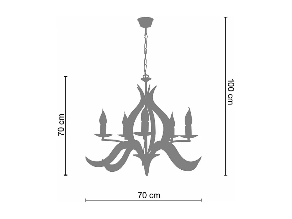 Luminária de Teto para Cozinha Lustre TOSEL PALM lâmpada decorativa braço preto D70 x H100 cm