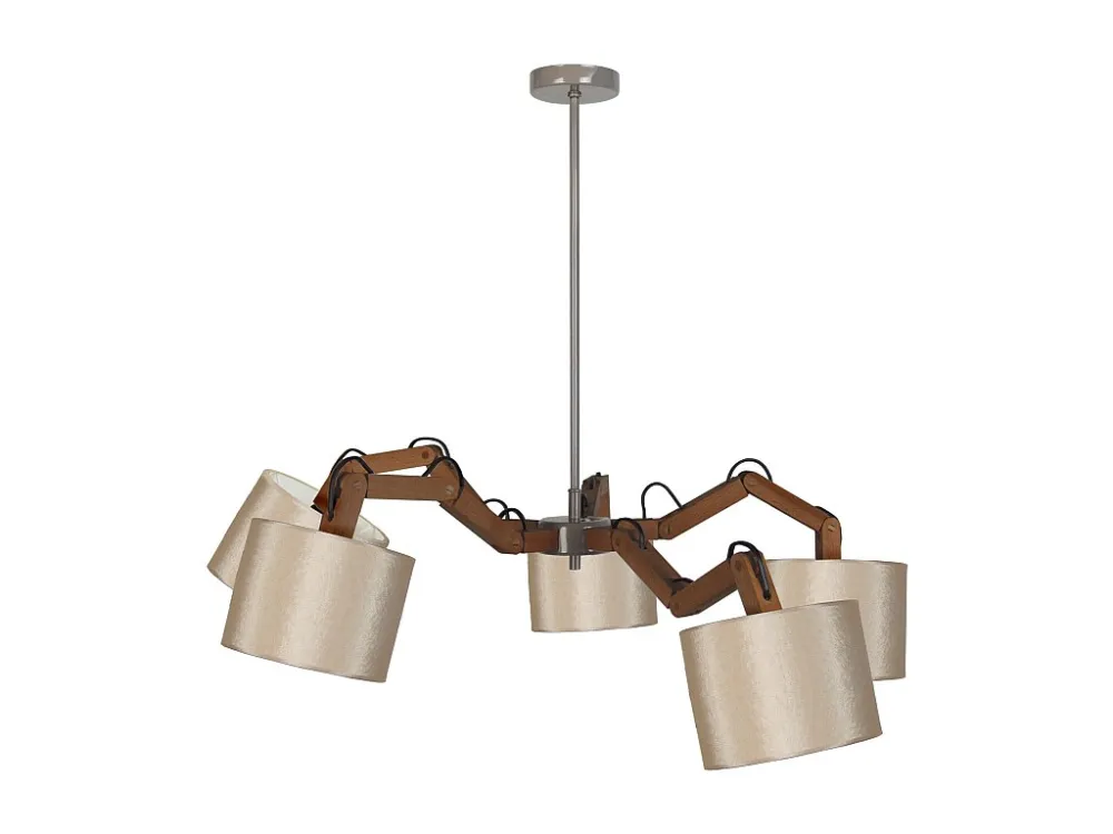 Luminária de Teto Redonda Lustre TOSEL FREKI tecido braço bege D90 x H70 cm