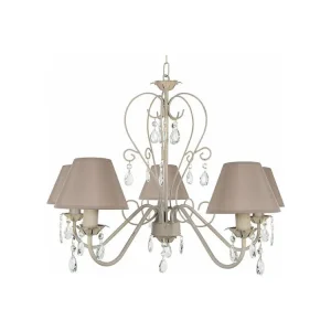 Luminária de Teto Retangular Lustre TOSEL PAMPILLES tecido braço acinzentado D60 x H90 cm