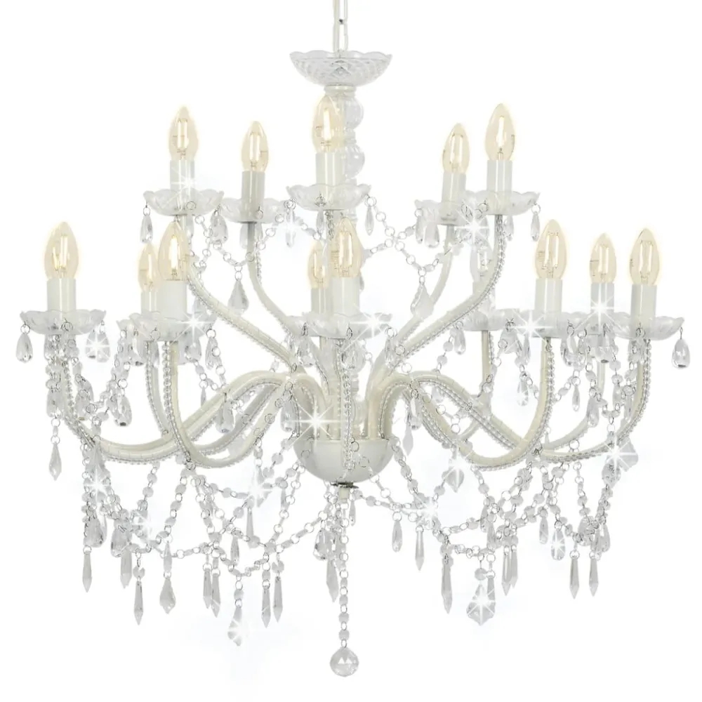 Lustre com 2 andares branco 15 x lâmpadas E14 com Controle Remoto