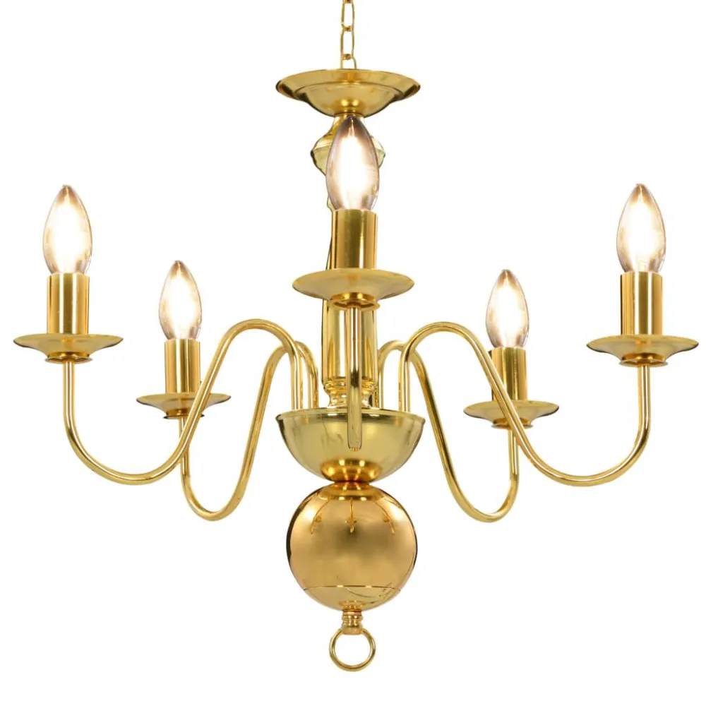 Lustre de 5 lâmpadas E14 dourado Iluminação Direta e Indireta