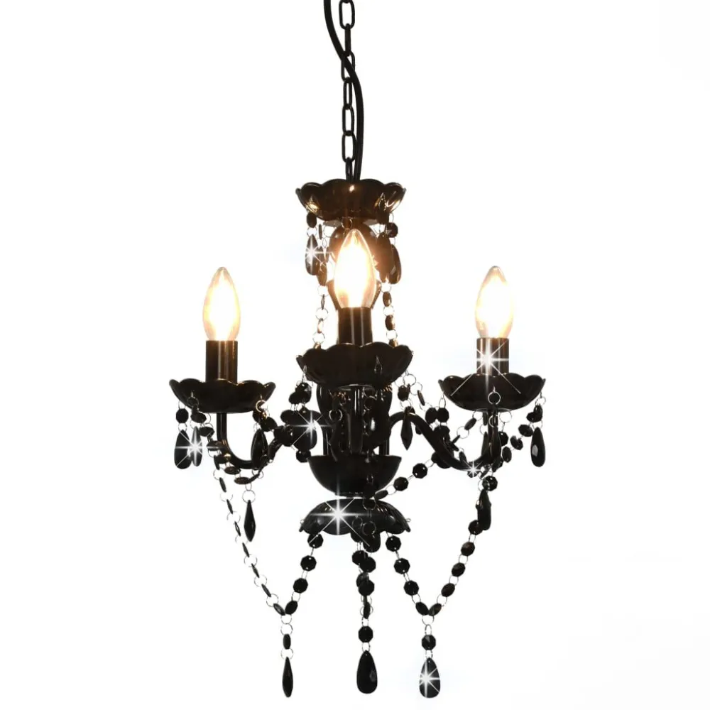 Lustre Premium Lustre com contas redondo 3 x E14 preto